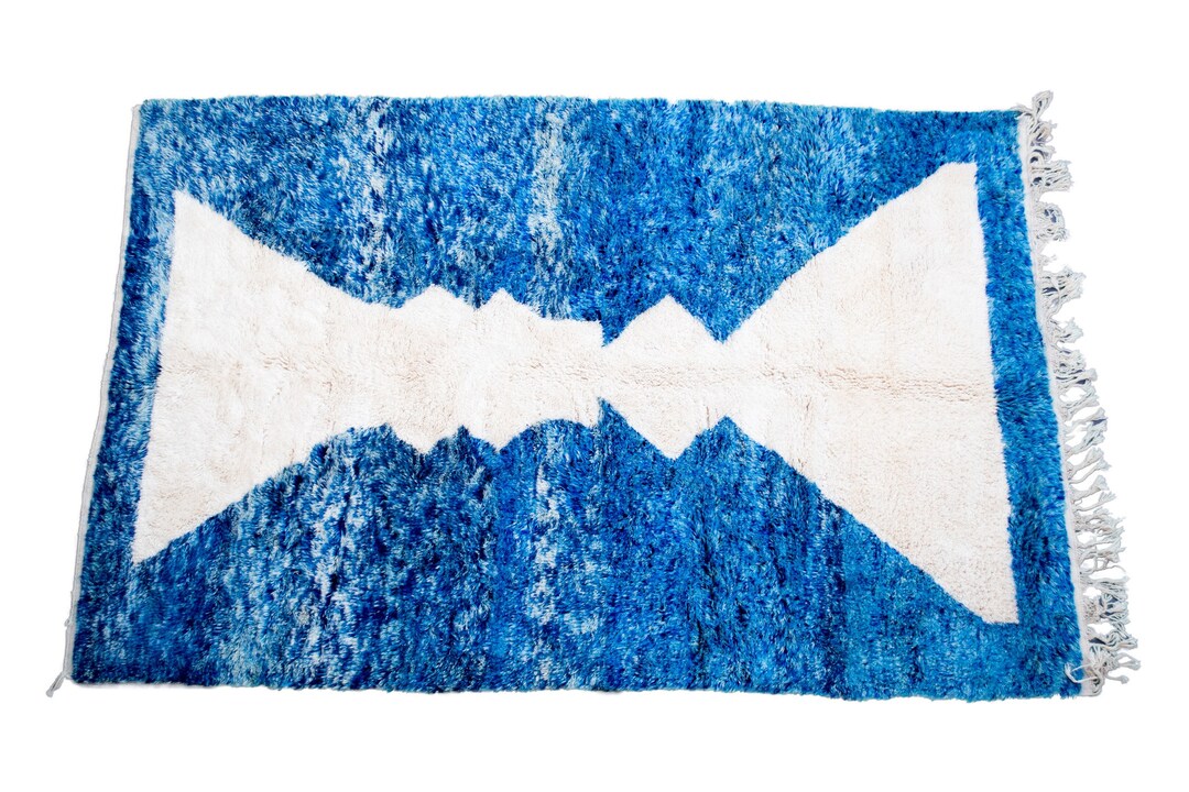 Moroccan Rug Blue and White Moroccan Rug Contemporary Art 010 Etsy