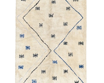 white Beni ourain rug -  Modern Moroccan Rug custom W-40_BK-39_BL-03_GY-36