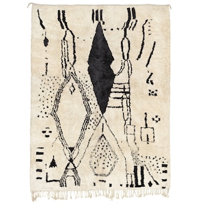 black and white Beni ourain rug -  Modern Moroccan Rug custom W-40_BK-39