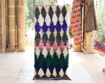 Boucherouite Rug: Authentic Moroccan Charm in 2.464 ft x 5.76 ft