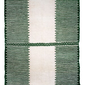 White and Green Beni ourain rug -  Modern Moroccan Rug custom W-40 GR-10