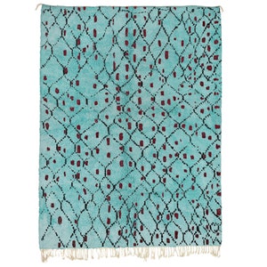 Blue Ciel Beni ourain rug -  Modern Moroccan Rug custom BL-09_RD-17_BK-39