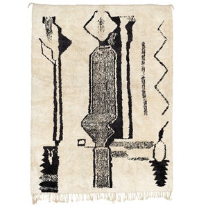 black and white Beni ourain rug -  Modern Moroccan Rug custom W-40_BK-39