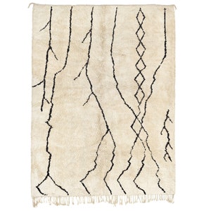 Moroccan rug white Beni ourain rug -  Modern Moroccan Rug custom W-40_BK-39