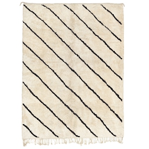 Moroccan rug white Beni ourain rug -  Modern Moroccan Rug custom W-40_BK-39