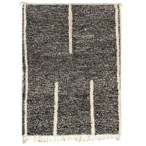 Moroccan rug white Beni ourain rug -  Modern Moroccan Rug custom W-40_BK-39