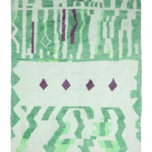 Luxurious Green Beni Ourain Moroccan Wool Rug 200x300cm - Handwoven Elegance