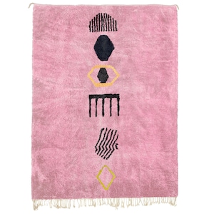 pink Beni ourain rug -  Modern Moroccan Rug custom PN-92_BK-39_YL-16_YL-15_BL-01