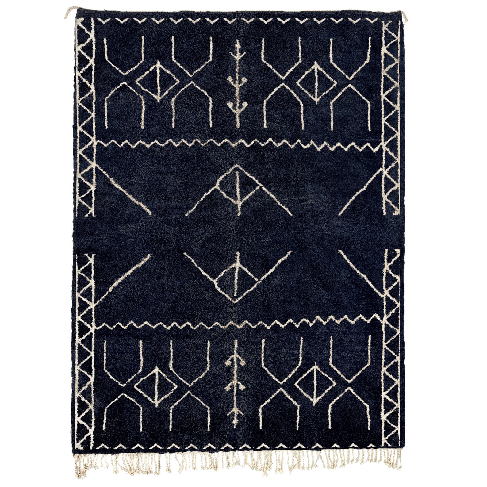 Dark Blue Beni Ourain Rug Modern Moroccan Rug Custom Etsy