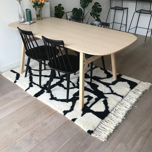 Black Beni ourain rug -  Modern Moroccan Rug custom