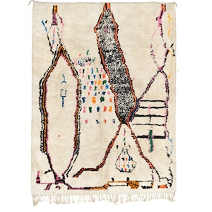 white Beni ourain rug -  Modern Moroccan Rug custom W-40