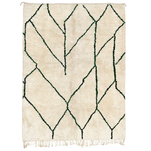 Moroccan rug white Beni ourain rug -  Modern Moroccan Rug custom W-40_GR-10