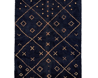 dark blue Beni ourain rug -  Modern Moroccan Rug custom BL-01_OR-24