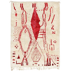white and red Beni ourain rug -  Modern Moroccan Rug custom W-40_RD-18