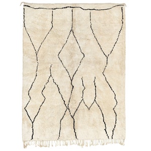 Moroccan rug white Beni ourain rug -  Modern Moroccan Rug custom W-40_BK-39