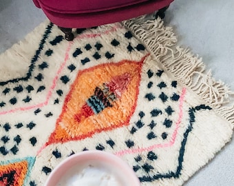 Weißer Beni Ourain Teppich - Authentischer marokkanischer Teppich, Luxuriöse Wolle, Traditionelles Berber Design, Großer Plüsch Teppich