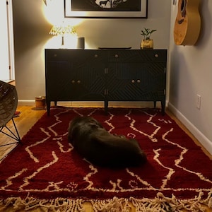 Red Beni ourain rug -  Modern Moroccan Rug custom RD-17_W-40
