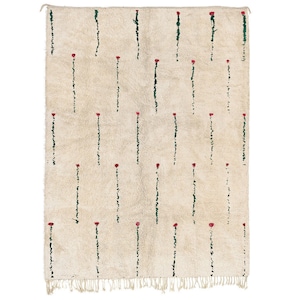 Flower Moroccan Rug - Handwoven Wool Rug (Size) (cm x ft)