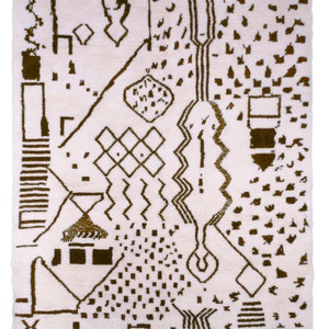 White and Brown Beni ourain rug -  Modern Moroccan Rug custom W-40 BR2-93