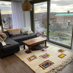 white Beni ourain rug -  Modern Moroccan Rug custom W-40