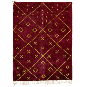 red Beni ourain rug -  Modern Moroccan Rug custom RD-17_YL-15