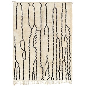Moroccan rug white Beni ourain rug -  Modern Moroccan Rug custom W-40_BK-39