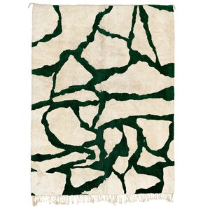 Custom Beni Ouarain White Rug Moroccan Rug Soft Green Wool W-40_GR-10