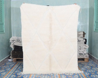 White Morrocan Rug Beni Ourain Rug Beni Rug Art Deco Rug Berber Rug