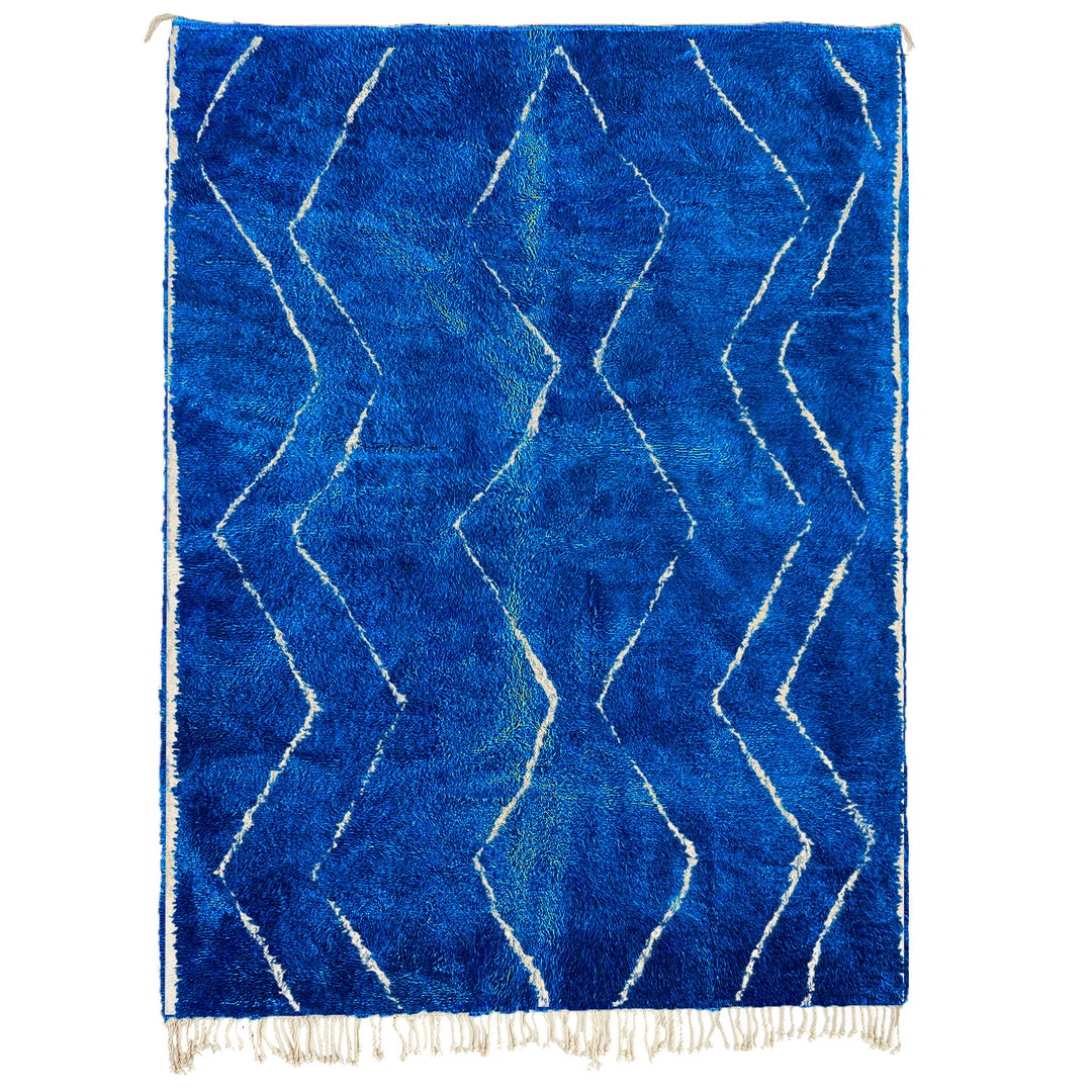 Blue Beni Ourain Rug Modern Moroccan Rug Custom BL03_W40 Etsy