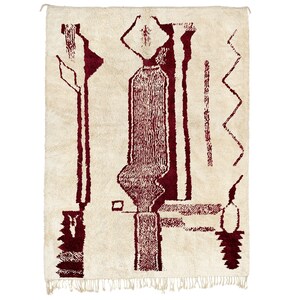 white and red Beni ourain rug -  Modern Moroccan Rug custom W-40_RD-17