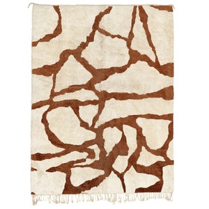 Brown Lines Moroccan Rug - Handwoven Wool Rug (Size in cm) (Size in ft)