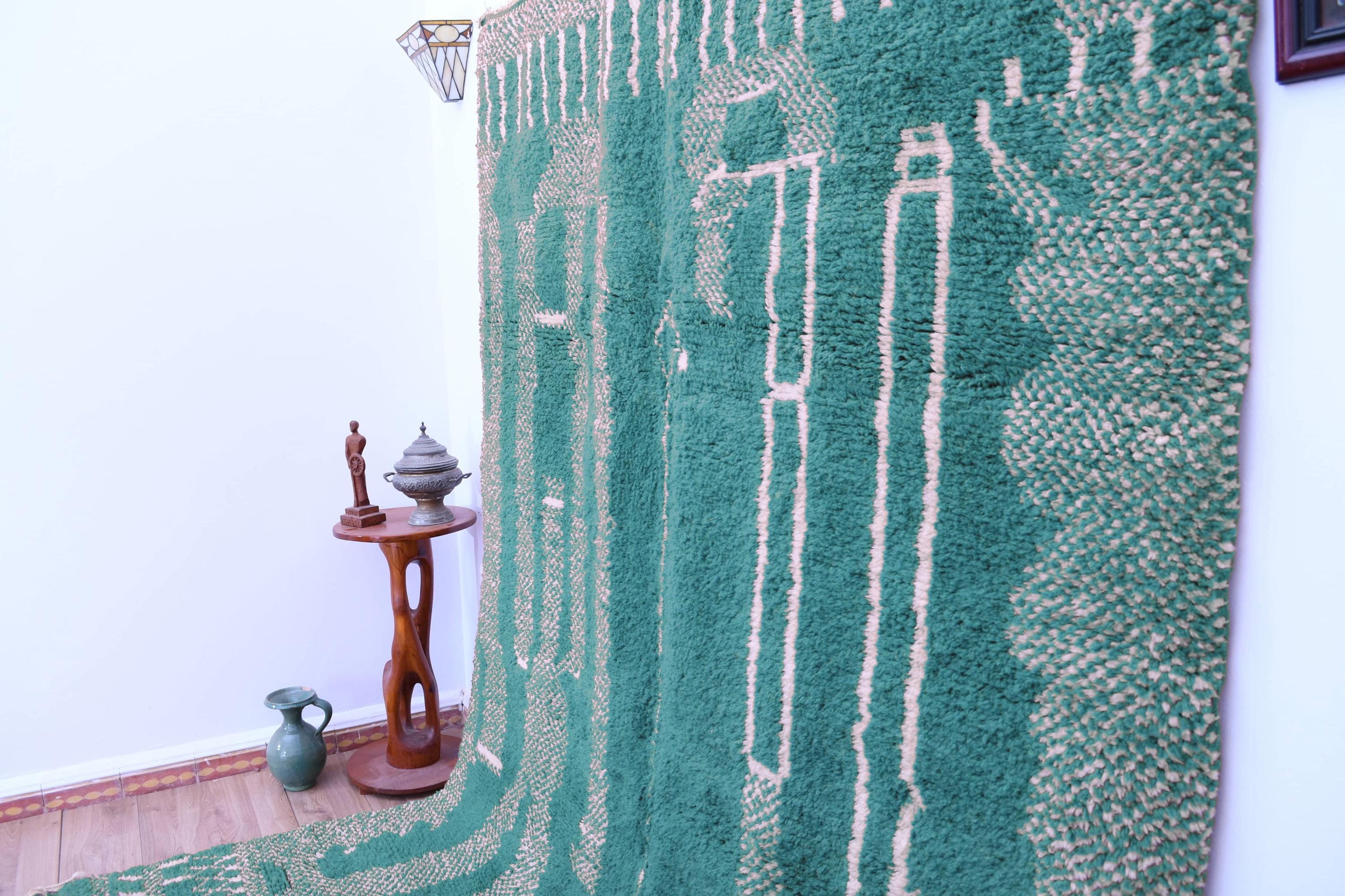 Greenarbic Rug Patterns Moroccan Rug Handmade Wool 7x10 - Green Neutral Modern Area Rug for ...