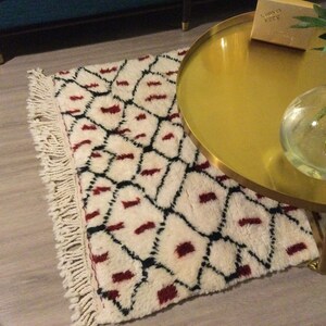 Moroccan rug White Beni ourain rug -  Modern Moroccan Rug custom W-40_RD-17_BK-39