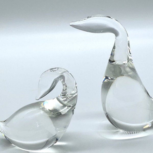STEUBEN GLASS Geese (set of 2) Signed