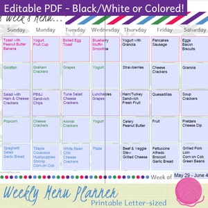 Printable Menu With Snacks