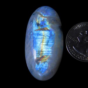 AAA Quality Rainbow Moonstone Cabochon, 100% Natural Moonstone Gemstone Crystal, 40*21*8mm 67Cts
