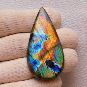 AAA Quality Purple Labradorite Cabochon, Natural Multi Purple Flashy Loose Gemstone Crystal, Big Size 55*27*7mm 84Cts