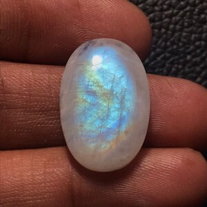 AAA Quality Rainbow Moonstone Cabochon Loose Gemstone, Healing Crystal, Designer Cabochon, 26*17*7mm 28Cts
