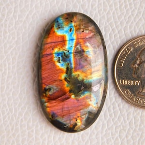 Spectrolite Purple Labradorite Cabochon Gemstone, 100% Natural Loose Healing Crystal, Size 38*23*6mm 52Cts
