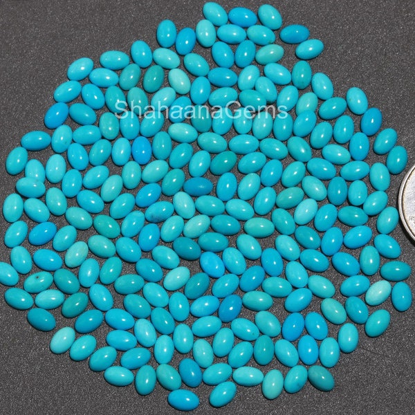 10 Pcs AAA Quality Sleeping Beauty Arizona Turquoise Cabochon 100% Natural Oval Shape Turquoise Calibrated Gemstone, 5x3mm 6x4mm 7x5mm 8x6mm