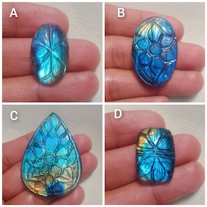 AAA Quality Mughal Carving Labradorite Cabochon, 100% Natural Hand Carved Labradorite Gemstone Crystal, Designer Cabochons