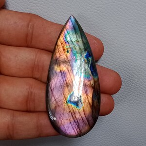 Rare AAA Quality Purple Labradorite Cabochon Multi Purple Flashy Gemstone, Huge Size 73*32*8mm 144Cts