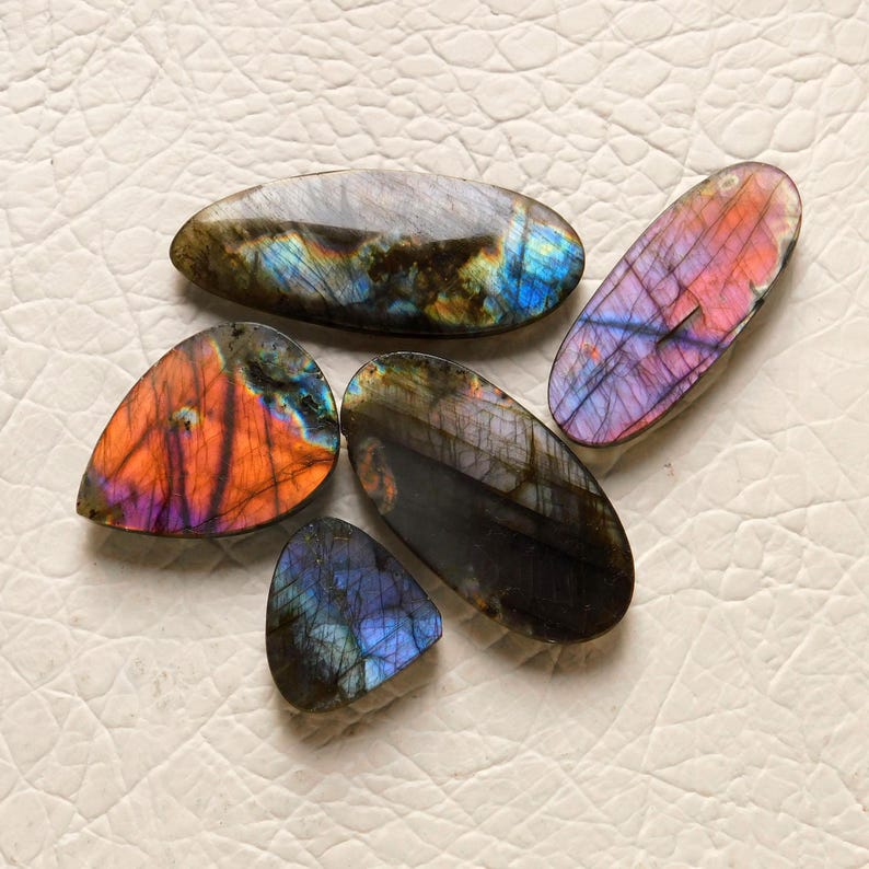 AAA Flashy Purple Labradorite Gemstone Loose Cabochon Healing Crystal for Pendant Making image 8