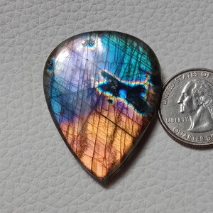AAA+ Quality Purple Labradorite Cabochon, Natural Multi Purple Flashy Gemstone Crystal, Big Size 45*35*7mm 90Cts