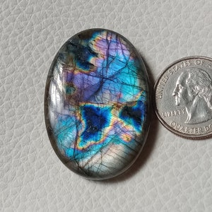 AAA+ Quality Purple Labradorite Cabochon, 100% Natural Multi Purple Flashy Loose Gemstone, Healing Crystal, Size 44*31*8mm 96Cts