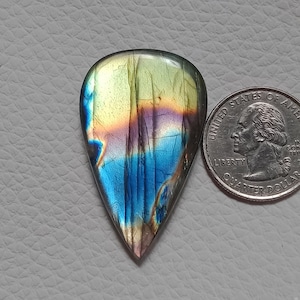 AAA Quality Multi Purple Labradorite Cabochon, Natural Loose Gemstone, Healing Crystal, Big Size 43*27*7mm 60Cts