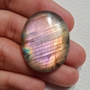 AAA Quality Purple Labradorite Cabochon, Natural Oval Shape Brown Purple Flashy Loose Gemstone, 38*30*7mm 71Cts