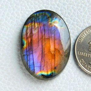 38Cts AAA Quality Purple Labradorite Cabochon Gemstone, Natural Multi Purple Flashy Crystal, 32*22*5mm