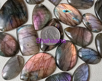 Purple Labradorite Cabochon Gemstone Lot, Natural Brown Purple Flashy Labradorite Crystal Wholesale Lot, 100Cts to 5000Cts