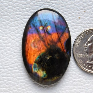 Spectrolite Purple Labradorite Cabochon Gemstone, Natural Purple Labradorite Loose Healing Crystal, Size 40*26*6mm 56Cts